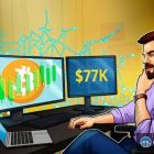 Биткоин давит на шорты на $77K, но отсутствие спотовых и длинных плеч сдерживает рост