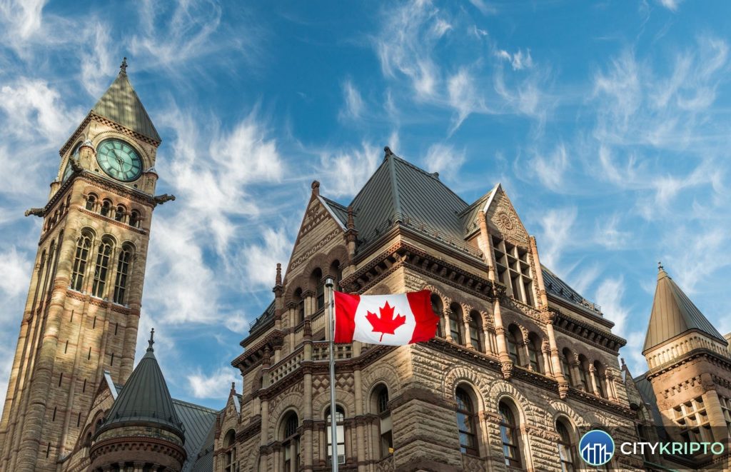 Логотипы Shopify, National Bank of Canada и Tetra Trust на фоне цифровых денег