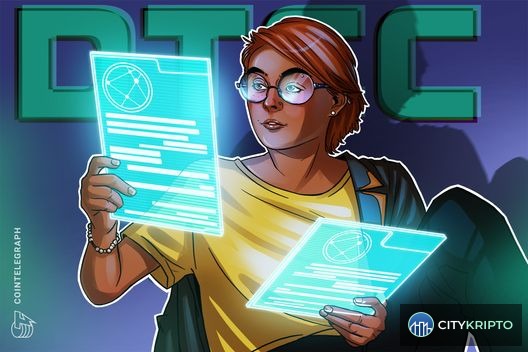Логотип DTCC на фоне графика роста криптовалют