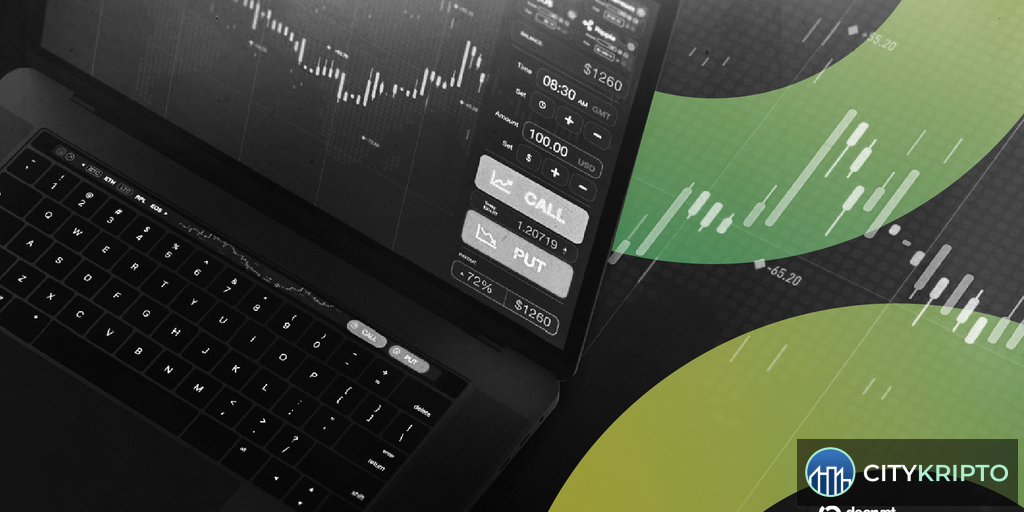Логотип Bullish и Equiniti на фоне графиков роста акций и биткоина