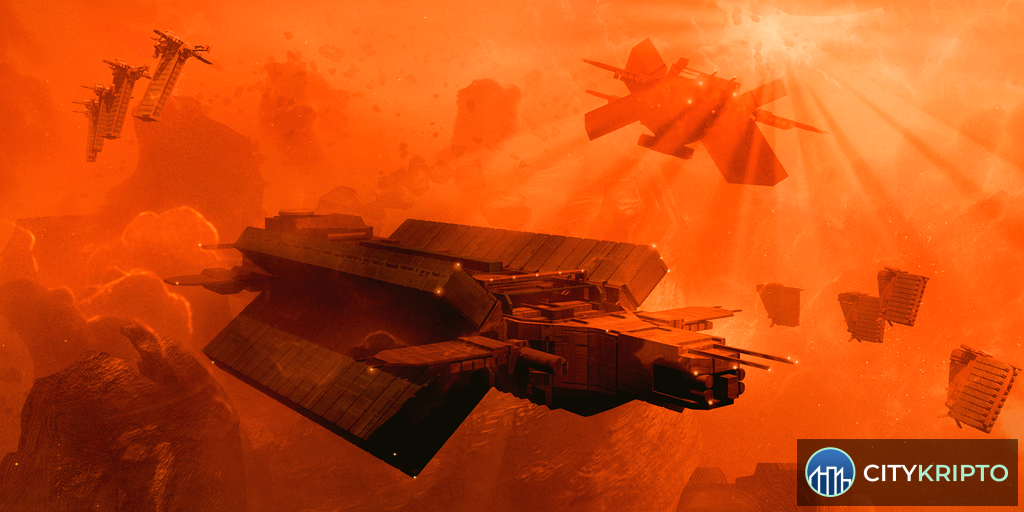 Логотипы Google DeepMind и CCP Games на фоне космоса из Eve Online