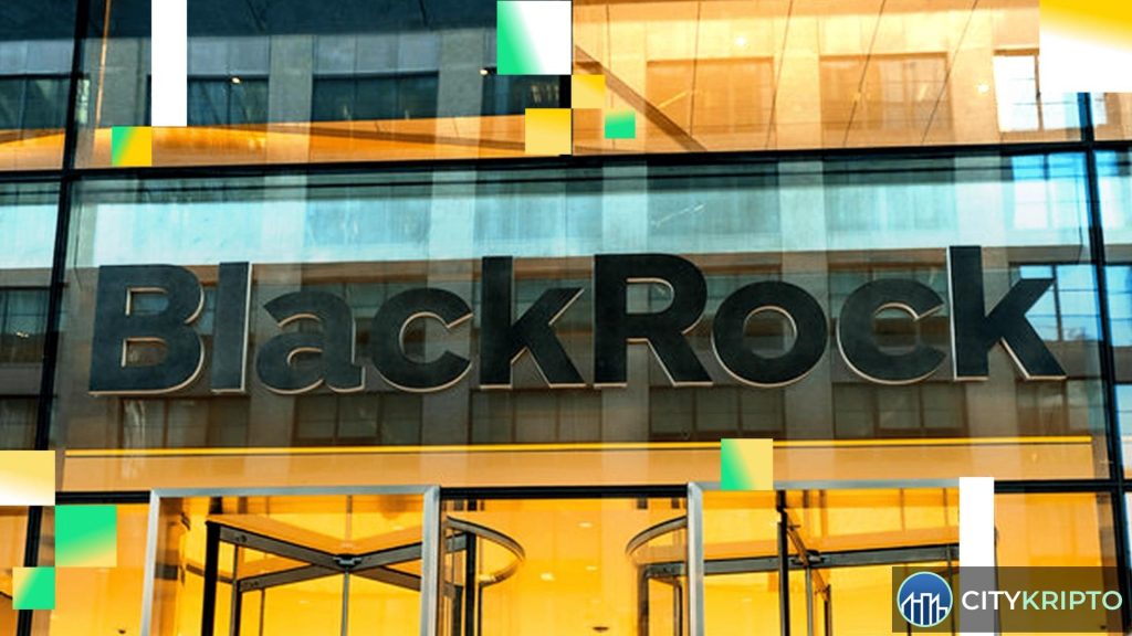 Логотип BlackRock на фоне блокчейн-сети с токенами USDT