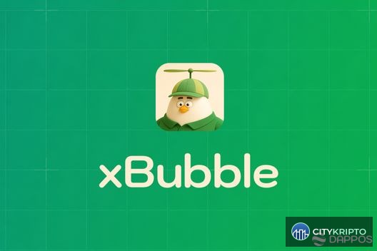 Логотип DAPPOS и xBubble на фоне блокчейн-сети