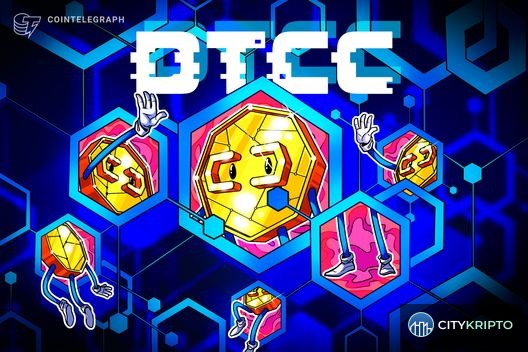 Логотипы DTCC и Chainlink на фоне глобальной сети управления залогом