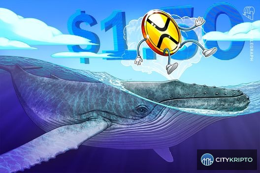 График цены XRP с указанием рекордного накопления китами и уровнями сопротивления $1.50 и $2