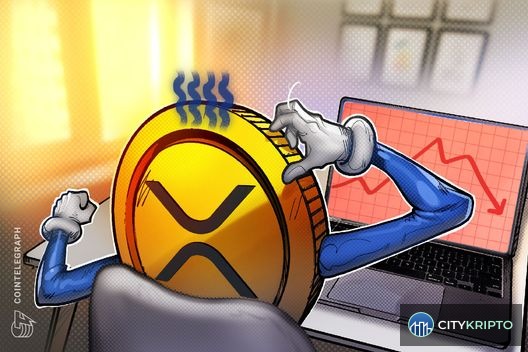 График цены XRP с медвежьим паттерном и индикаторами риска падения на 50%
