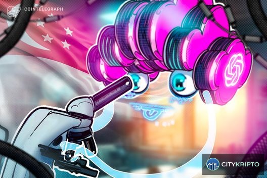 Логотип OpenAI на фоне небоскреба Сингапура