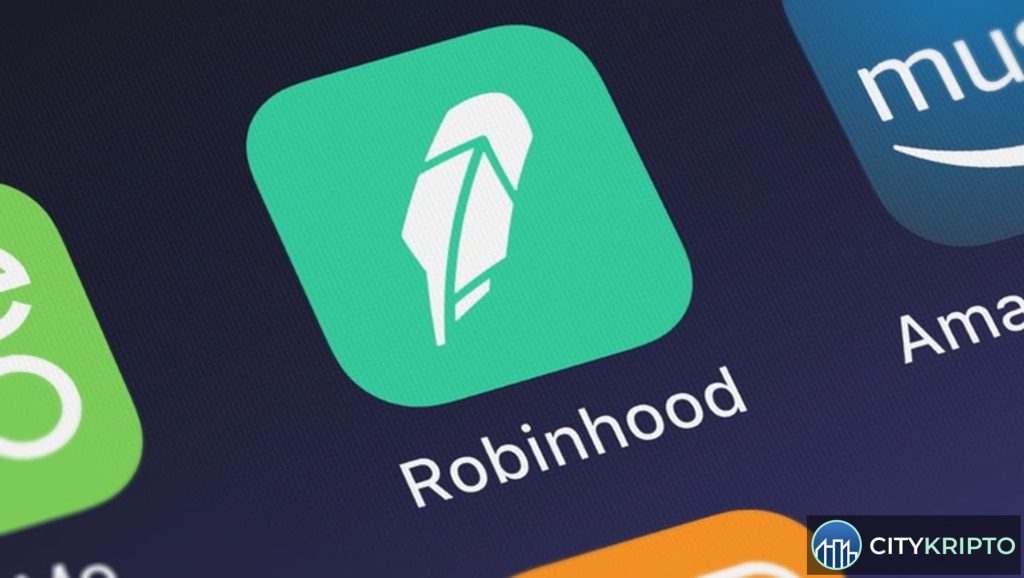 Логотип Robinhood на фоне графиков криптовалют