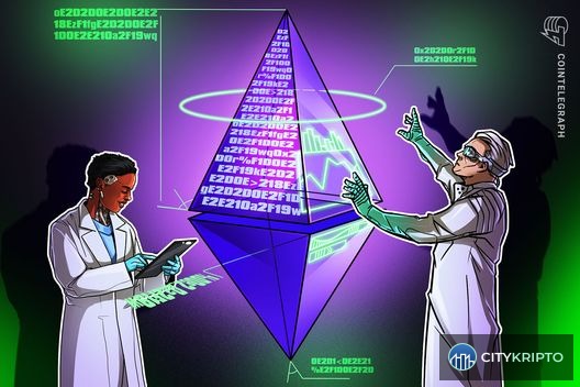 Логотип Ethereum Foundation на фоне блокчейн-сети