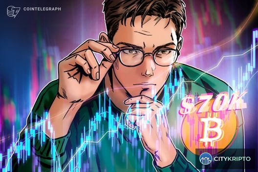 График Bitcoin с уровнем поддержки $70 000 и крупными заявками на покупку