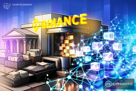 Логотип Binance на фоне графика акций и криптовалют