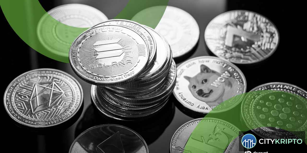 Kalshi logo with altcoin symbols representing perpetual futures for XRP, Solana, Dogecoin