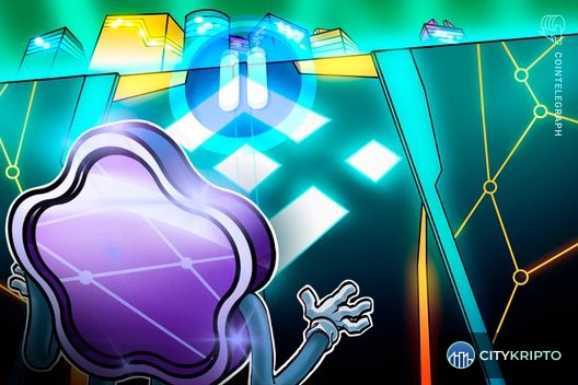 Логотип Binance на фоне NFT-токенов