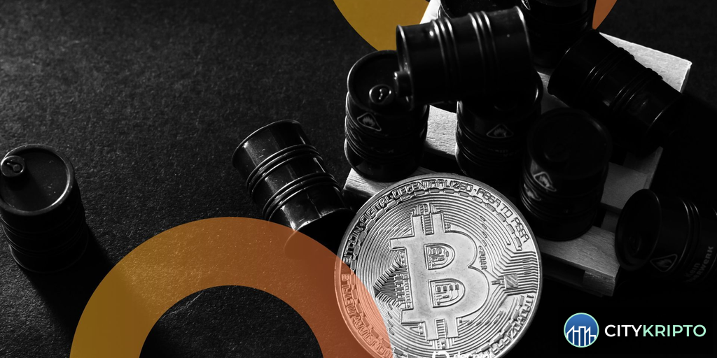 График падения курса Bitcoin на фоне роста цен на нефть и геополитической напряженности на Ближнем Востоке