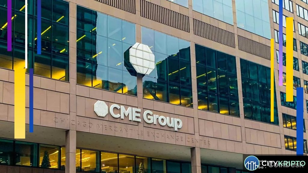 График волатильности биткоина и логотип CME