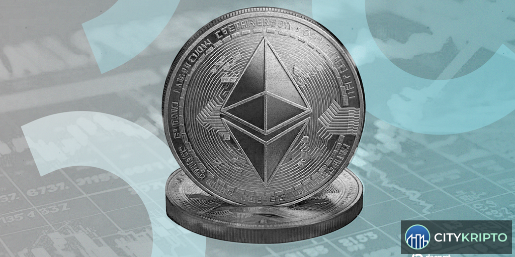 Логотип Ethereum Foundation на фоне кода