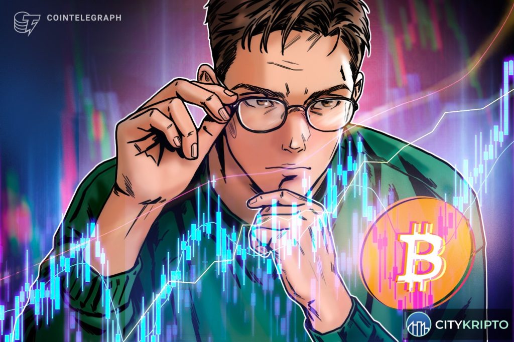 График биткоина с отметкой $66 000 и предупреждением трейдера о подозрительном росте