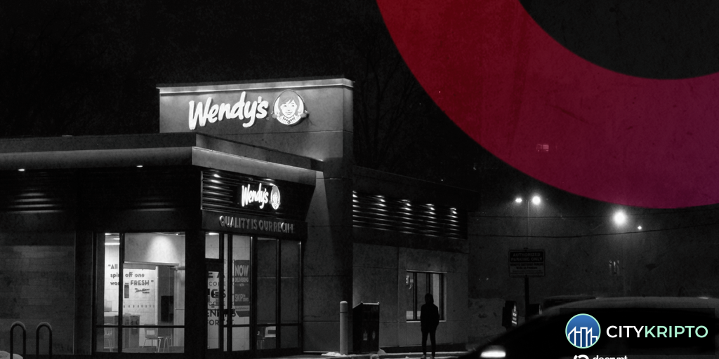 График акций Wendy's с надписью 'Meme Stock' на фоне логотипа компании
