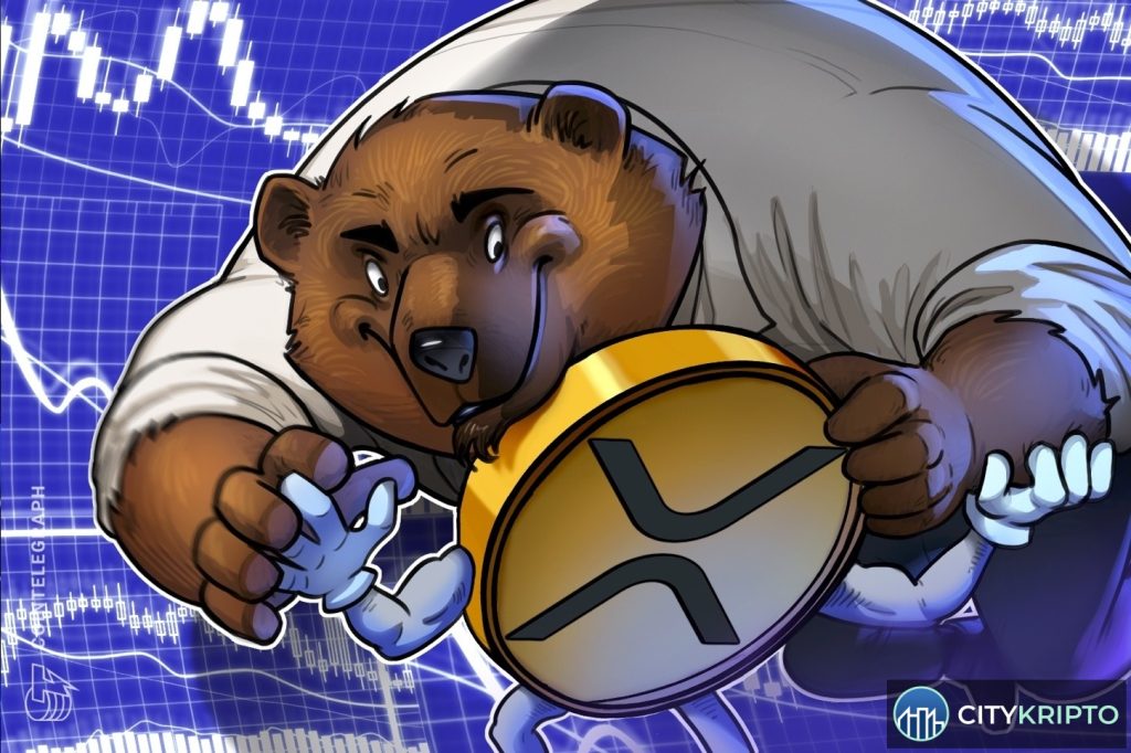 График цены XRP с уровнем $1 и индикаторами ончейн-данных