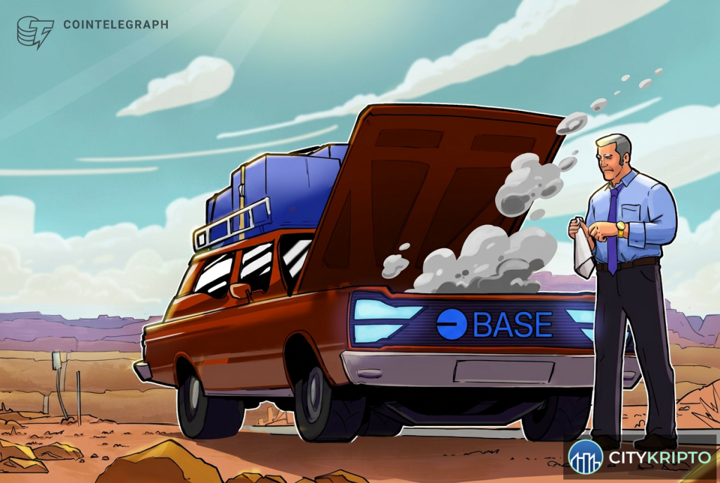 Логотип Base от Coinbase на фоне блокчейн-сети