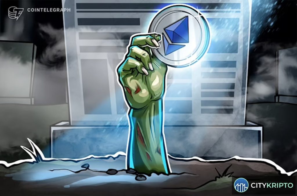 График Ethereum с указанием уровня поддержки $1,375 и крупной короткой позиции